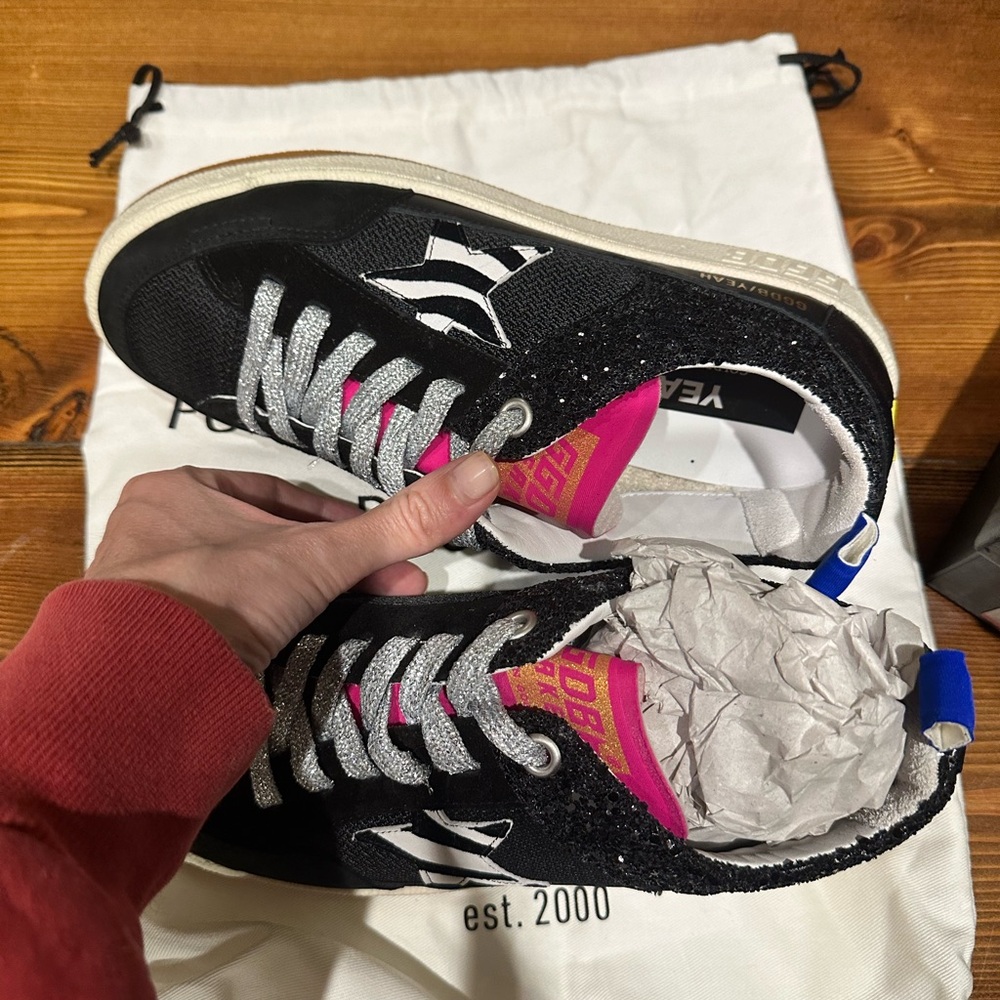 Golden Goose Women’s Yeah Mixed Media Low Top Sneakers - Picture 2 of 5